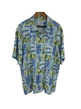 Tommy Bahama Mens Tropical Print Hawaiian Shirt Button Front Short Sleeve Sz XXL